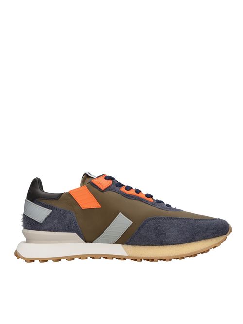 Sneakers modello RUSH GROOVE in pelle, camoscio e tessuto GHOUD | RGLM LS02VERDE-BLU